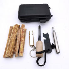 Outdoor Emergency Camping Fatwood Fire Starter Survival Kit with Pocket Bellow Whistle